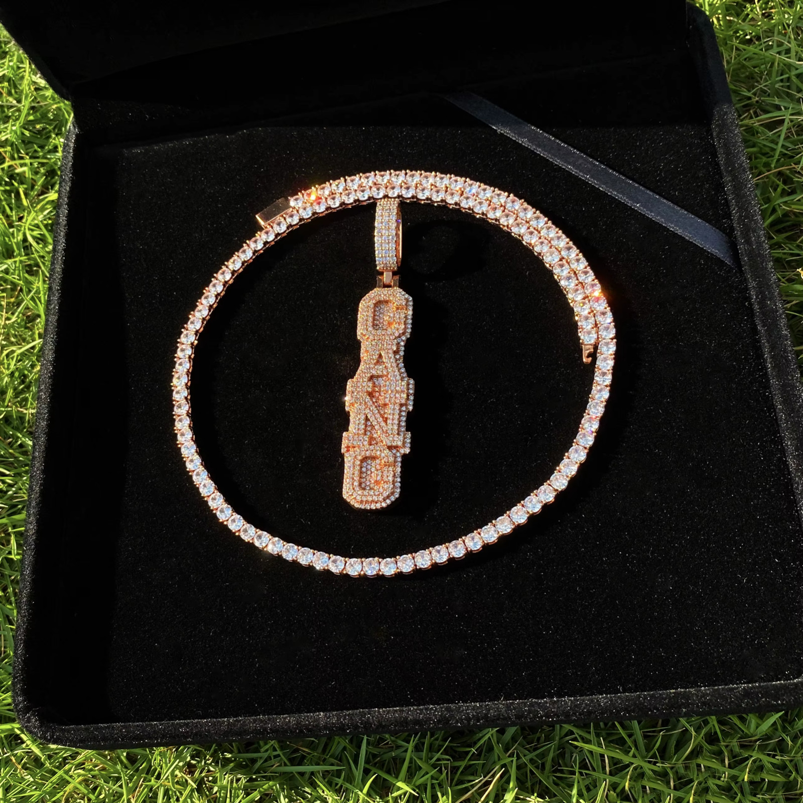 Custom Vertical Chain Iced Out Hip Hop Pendant Necklace