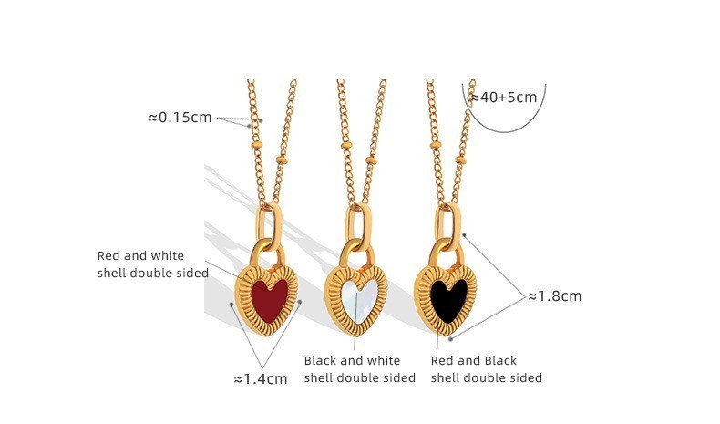 Gold Plated Stainless Steel Double Sided Shell Heart Pendant Necklace