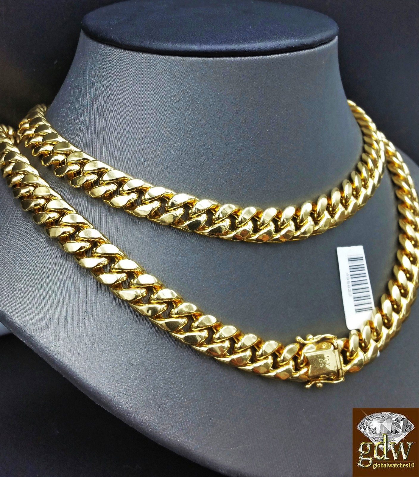 Real 10k Gold Miami Cuban Chain necklace 10mm 22 Inch Box Lock Strong Men