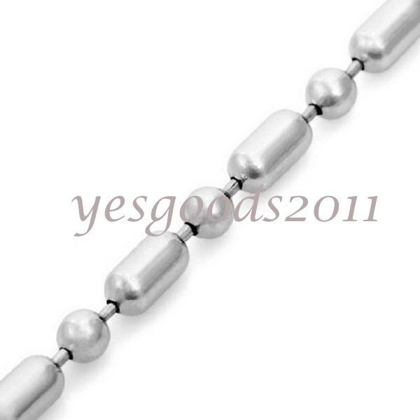 1.5mm-4mm 10″-100″ Silver Stainless Steel Ball & Oval Bead Necklace Chain HN14