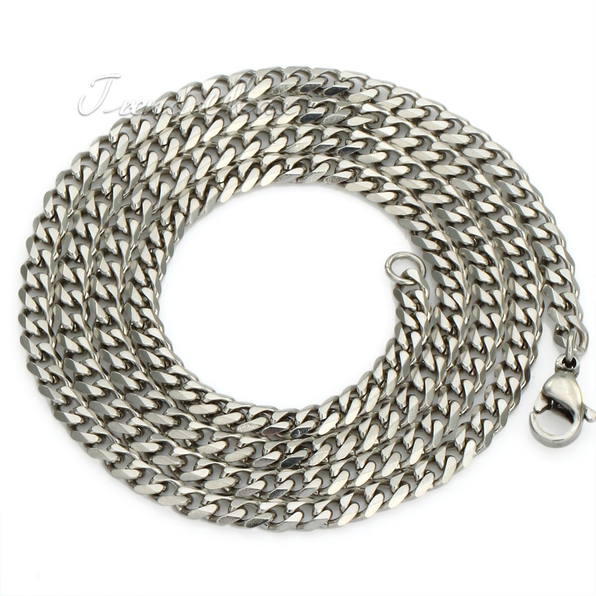 3MM 26inch Mens Chain Curb Link Silver Tone Stainless Steel Necklace Wholesale