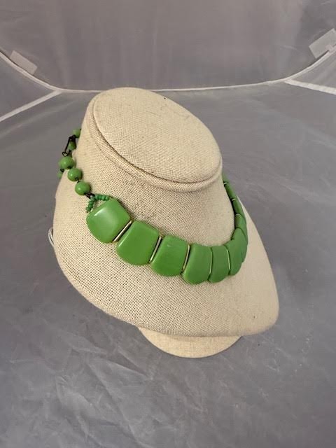 Green Bling Necklace Vintage Western Germany