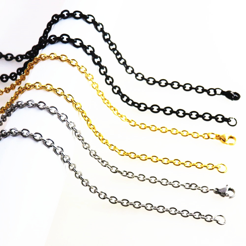 1.5mm-3mm Stainless Steel Silver Gold Black Rolo Link Chain Necklace Wholesale