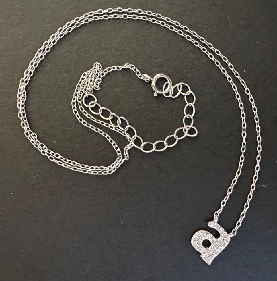 Sterling Necklace Initial Letter “A” 925 Silver Pendant Pave Dainty Teen Tween