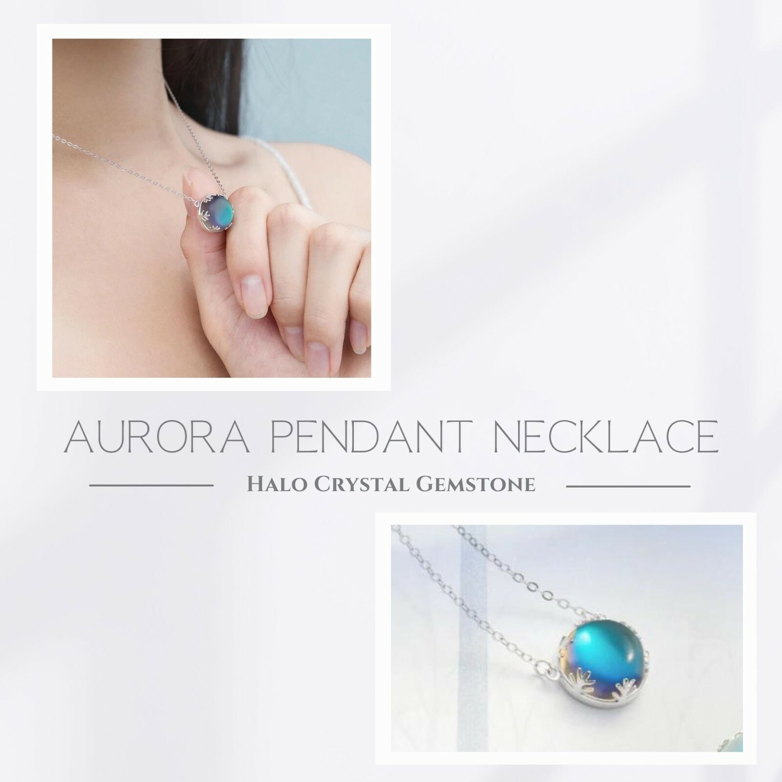 Gift From Brother | Luminous Aurora Borealis Halo Crystal Necklace – Message