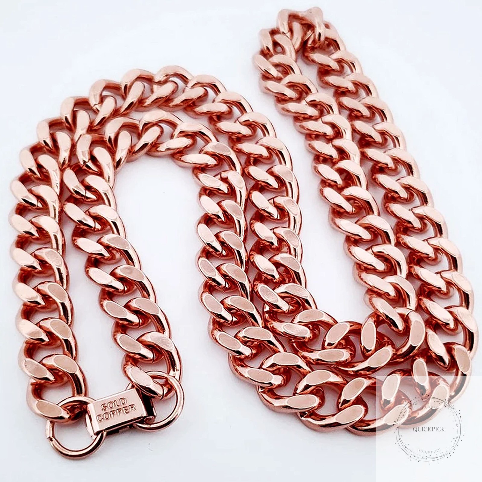 1 Pure Copper Cuban Link Necklace Heavy Solid Statement Jewelry Chain 24″ Unisex