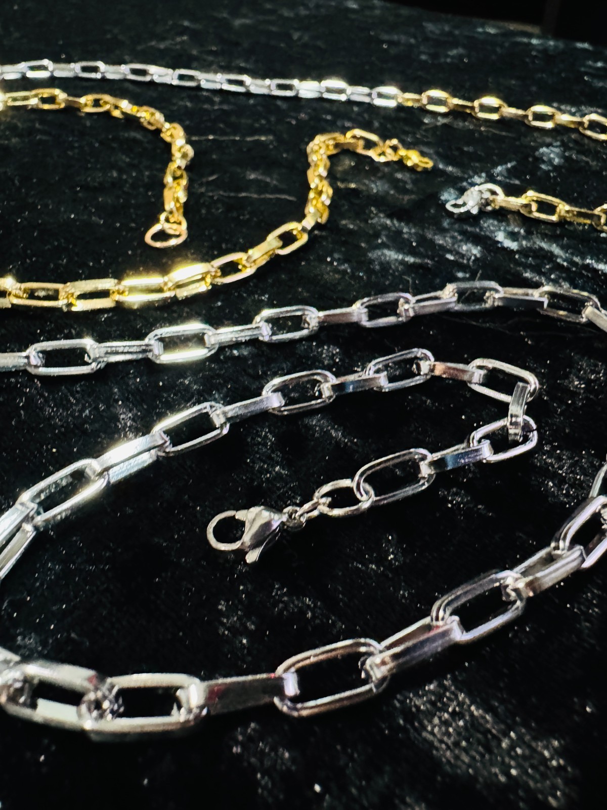 Tennis Necklace Chain Gold & Silver Color Paper Clip Mixed Clr 16,18,20,22,24″+