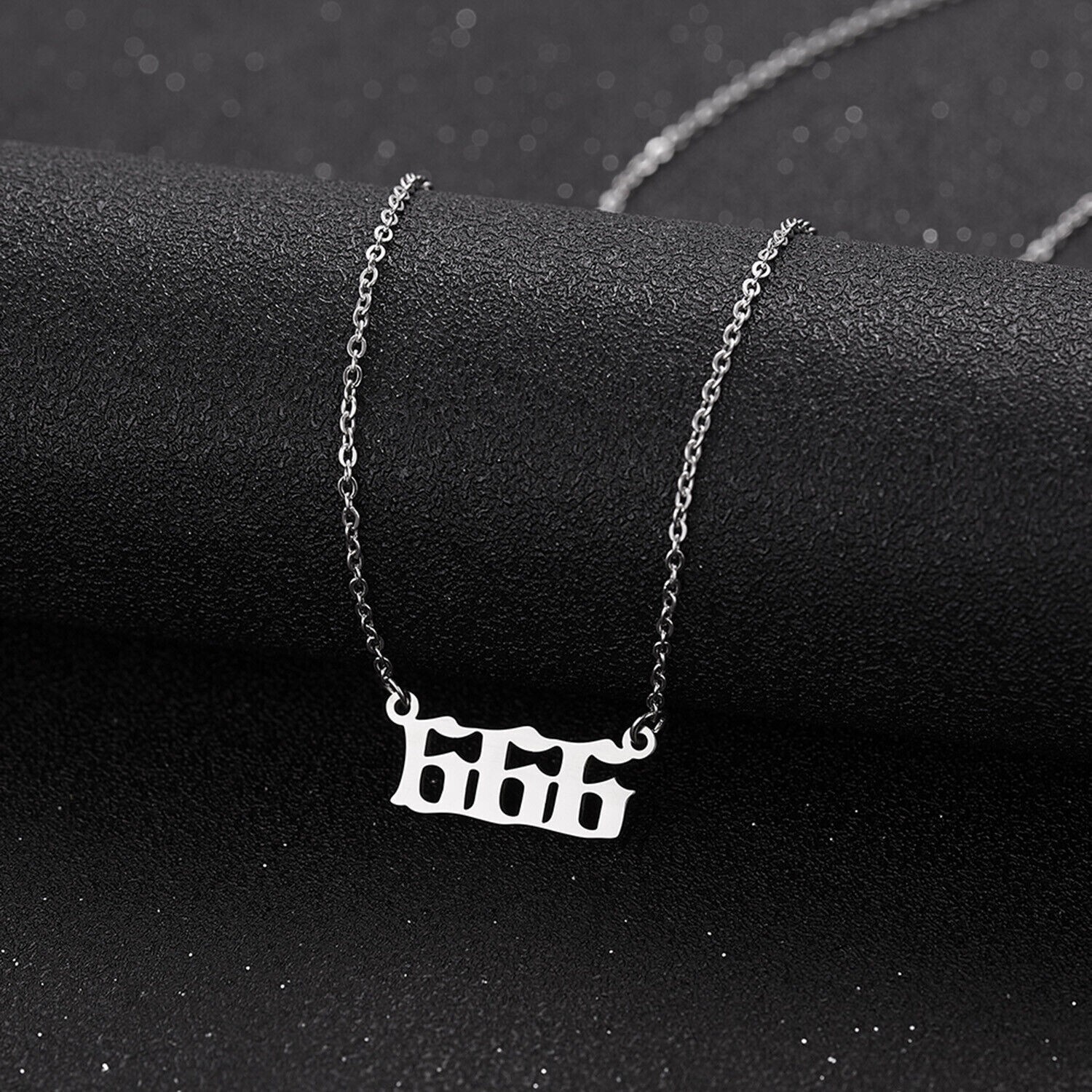 Silver 666 Angel Number Necklace, Jewelry Charms Minimalist Stainless Steel