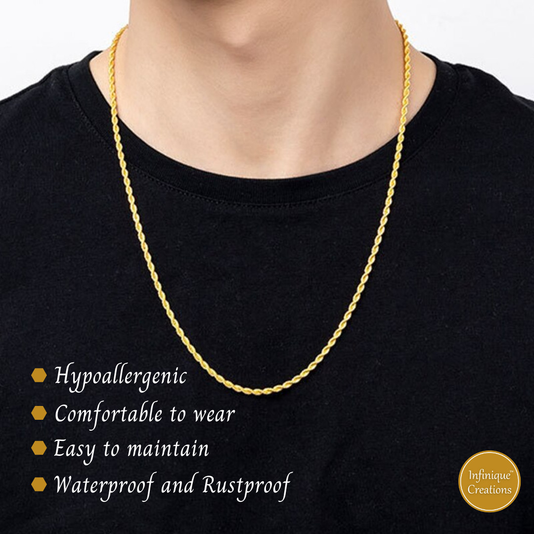 18K Gold Plated Stainless Steel Rope Chain Bracelet Necklace Men Women 2-8mm
