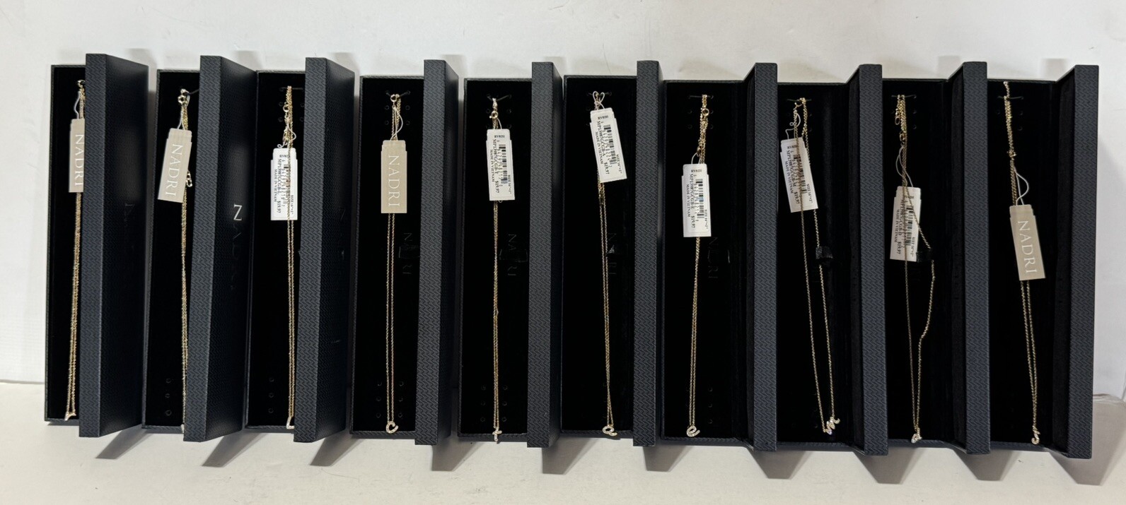 NADRI CZ Initial Pendant gold Tone Necklace 16″ Lot 10 (AJGKRSELMB)