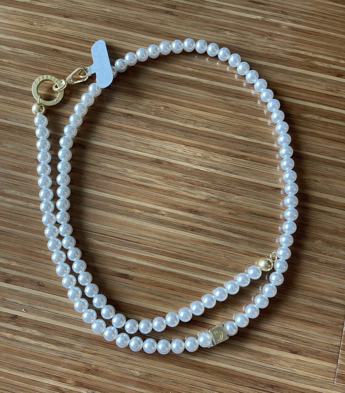 White Faux Pearl Layered Double Strand Beaded Necklace Gold-Tone Toggle