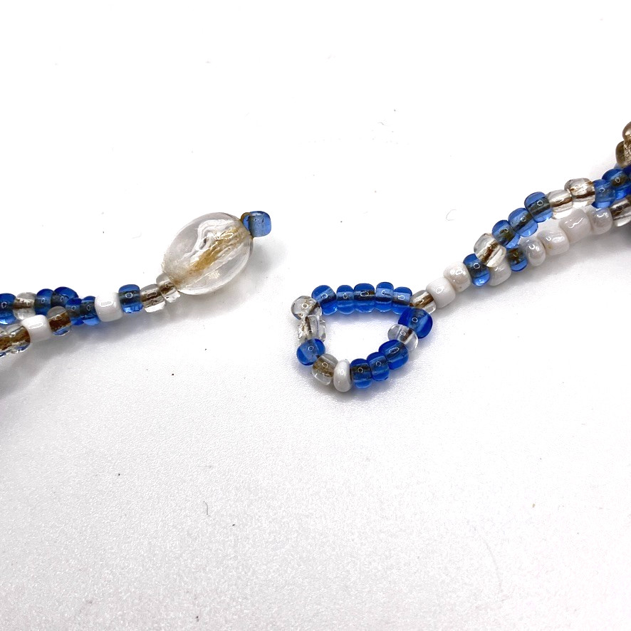 Blue glass seed bead necklace 46cm multi strand vintage Boho costume jewellery
