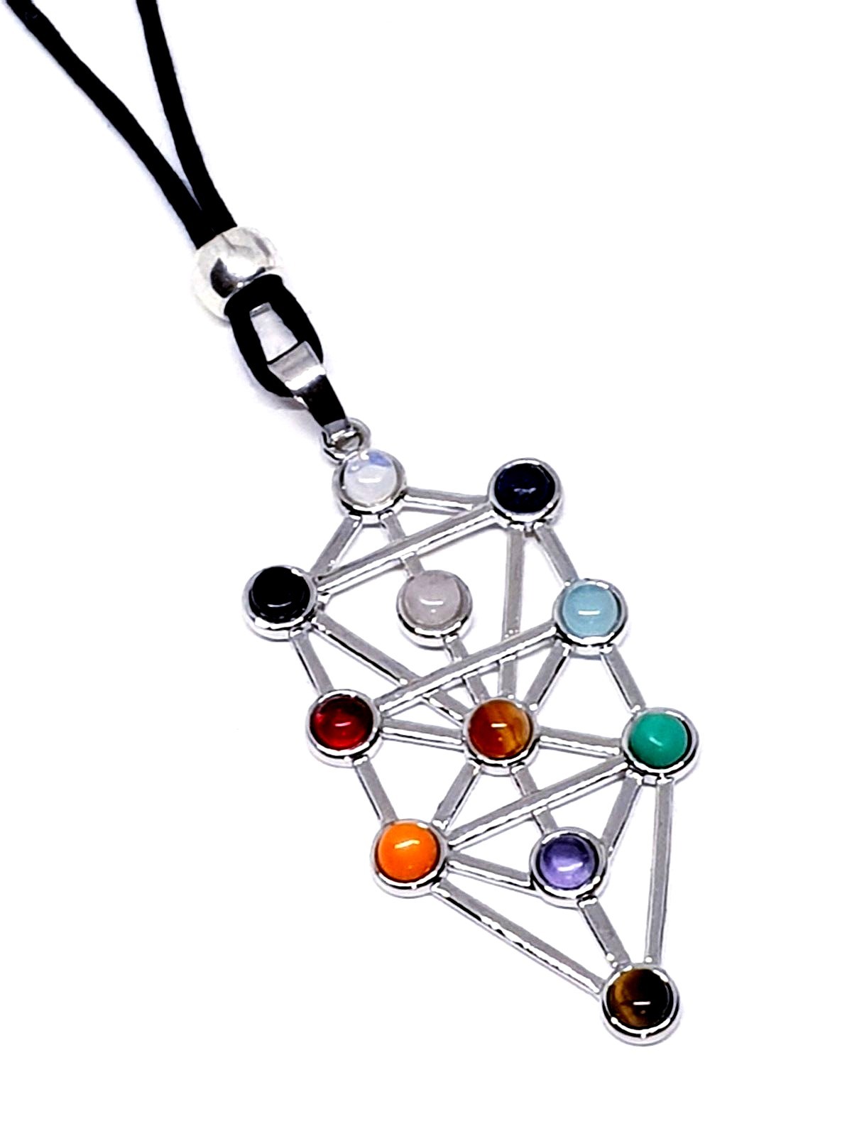 Tree of Life Sefirot Necklace Chakra Pendant Gemstone Kabbalah Bead Jewellery