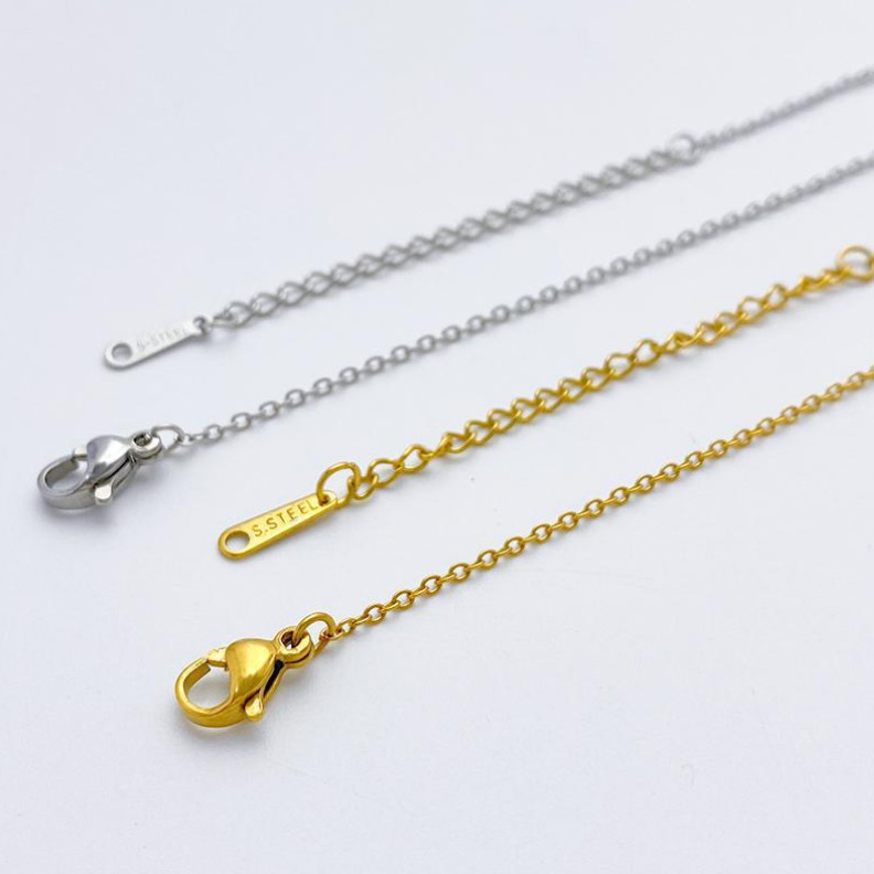2Pcs Silver/Gold Stainless Steel 2mm Width O-Link Necklace Fashion Jewelry Chain