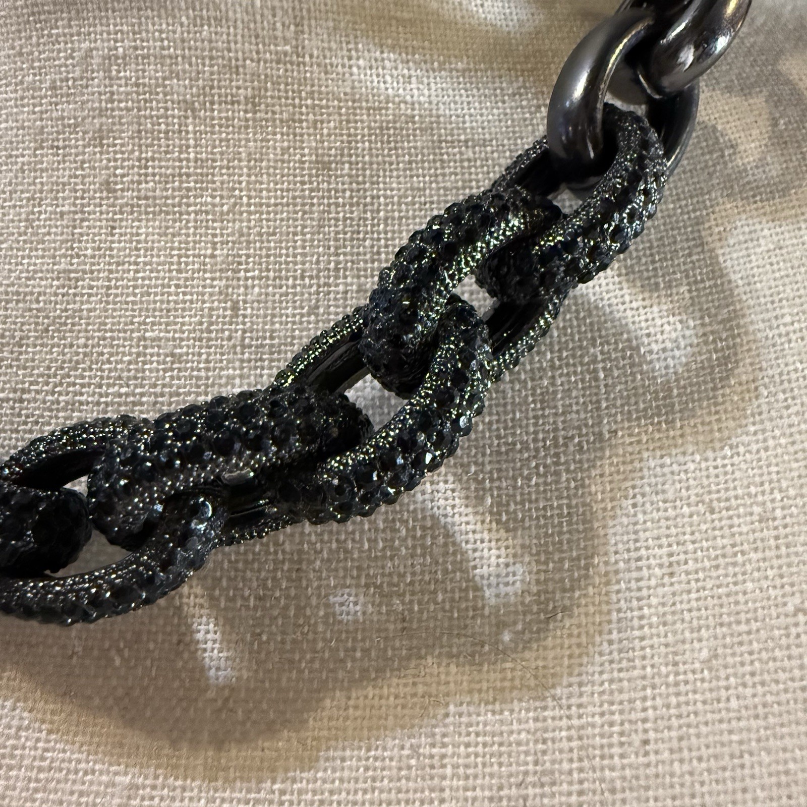 Gothic Heavy Chunky Chain Link Black Crystal Gunmetal Statement Necklace 17”-20”