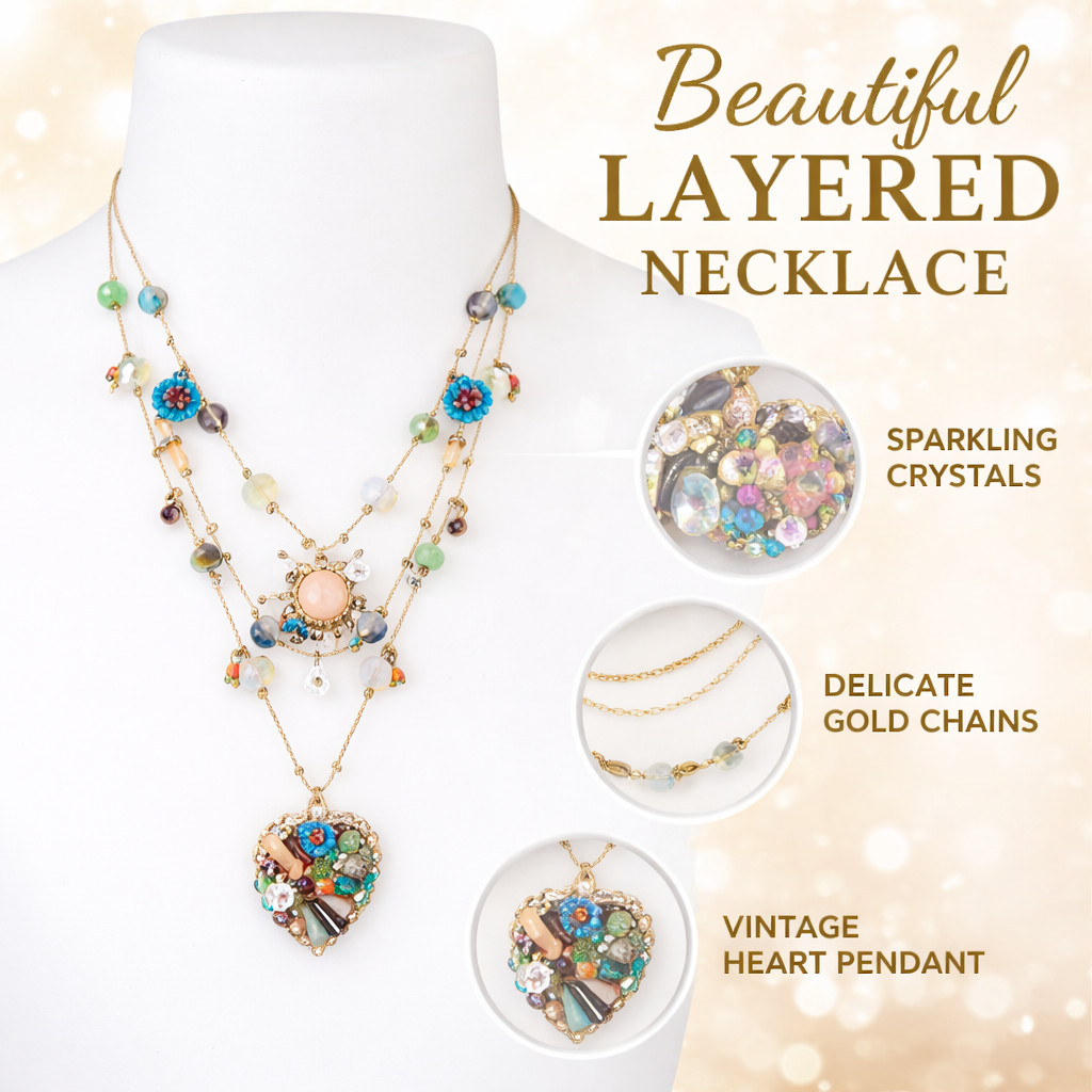 Layered Boho Necklace Women Multicolor Charm Pendant Statement Fashion Jewelry