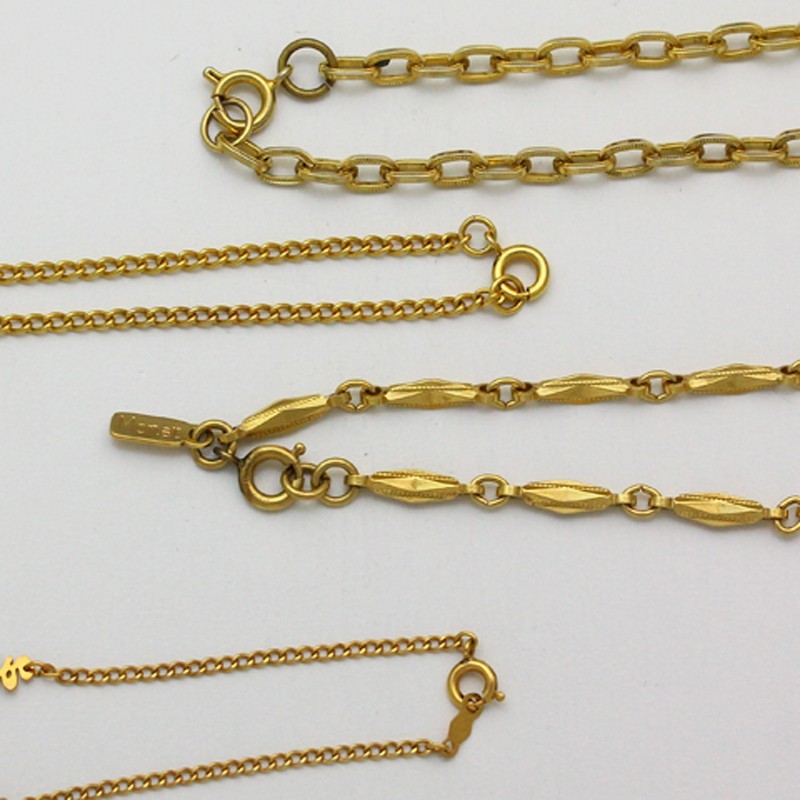 LOT of 4 Various Length & Shape Link Gold Filled Chains