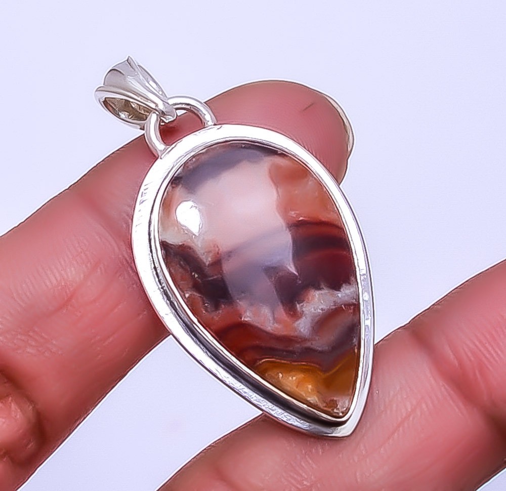 Wave Dolomite – Mexico Gemstone 925 Sterling Silver Pendant 1.56″ P_9359_150_26