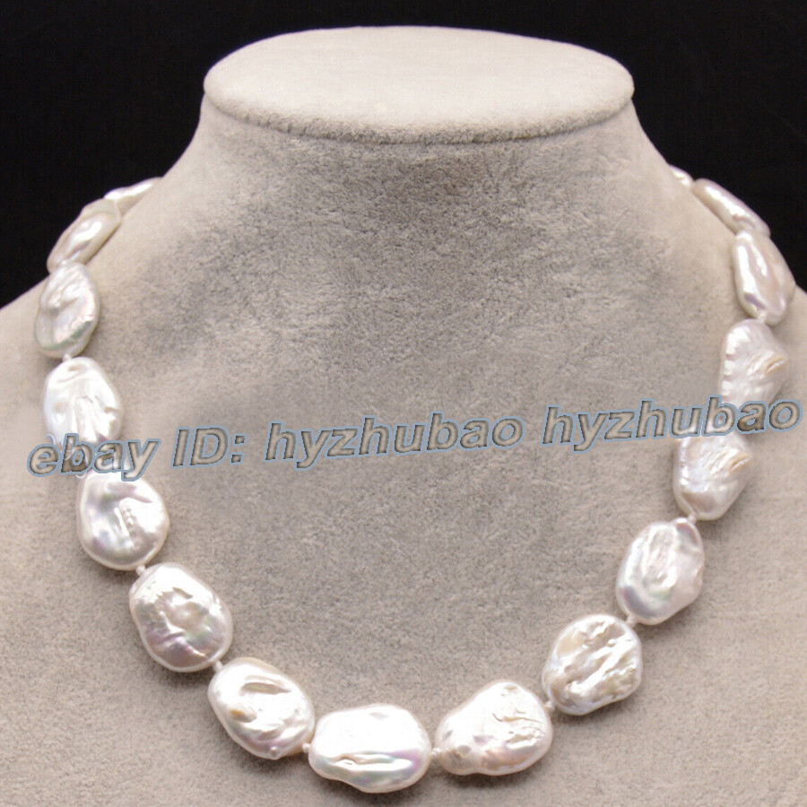 Huge 18-22mm South Sea White Flat Baroque Keshi Pearl Necklace Bracelet Earrings
