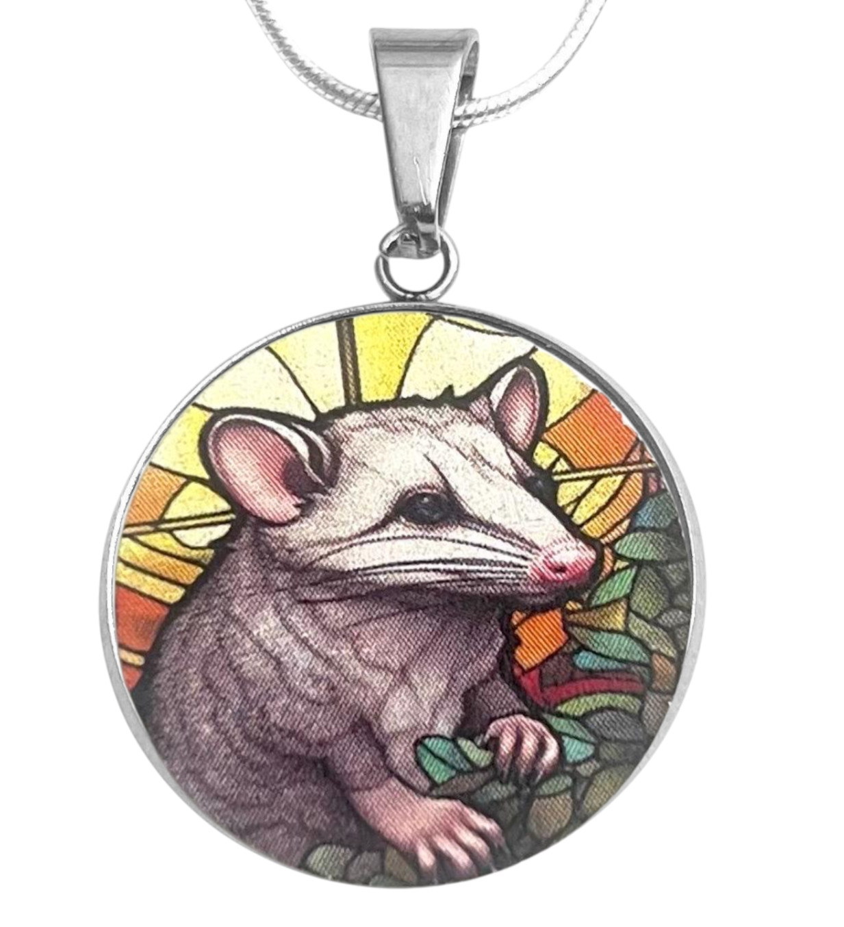 POSSUM Art Print S. Steel Necklace Free Engraved message on back