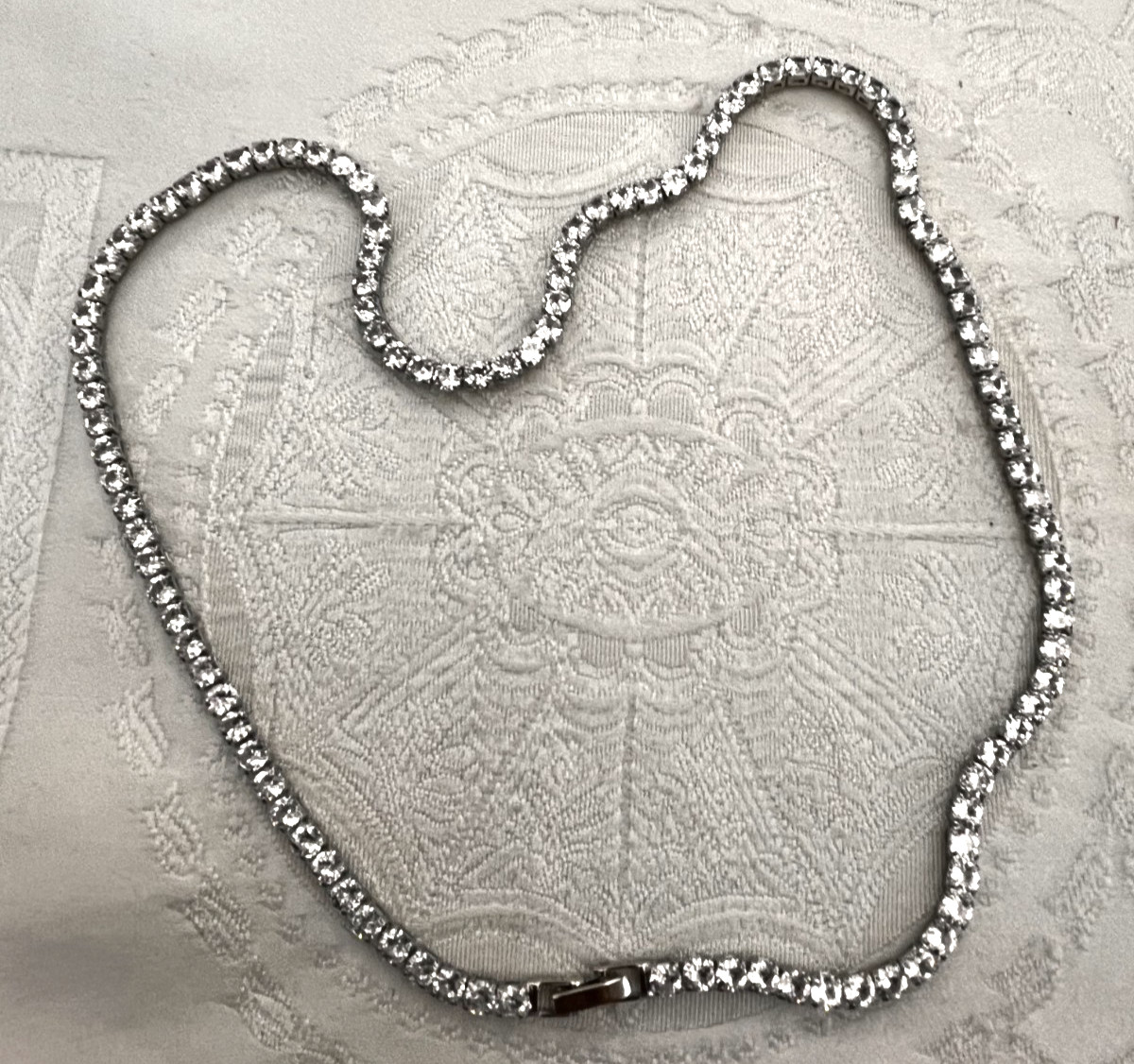 Tennis Necklace 50 cm CZ Stones Silver Colored Necklace