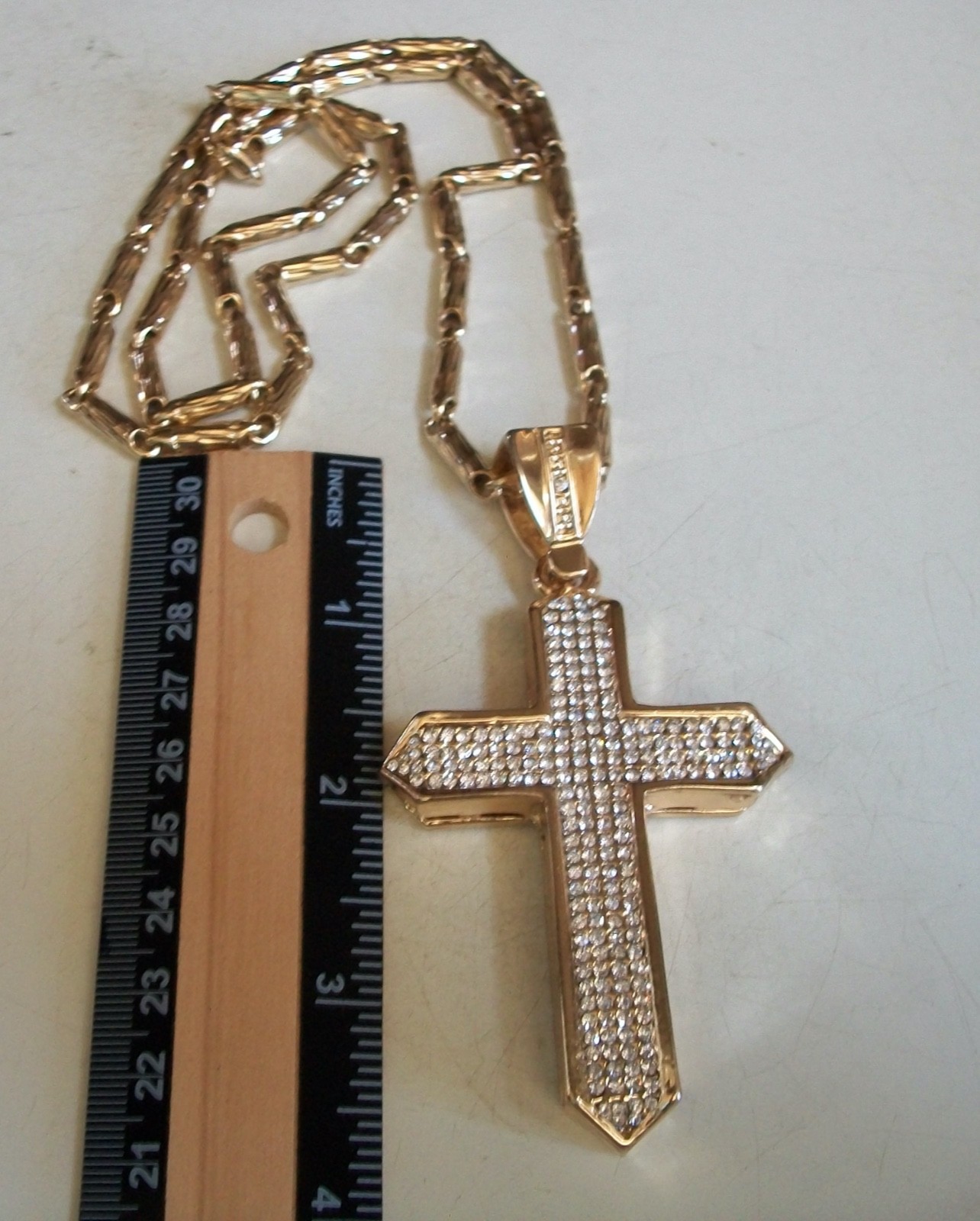 MEN’S GOLD FINISH CROSS FASHION DRESSY HIP HOP CHAIN & CHARM JEWELRY
