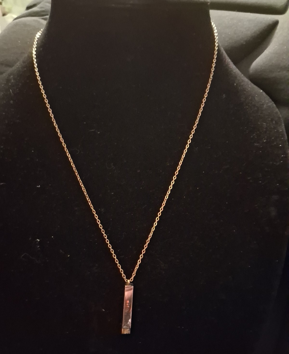 Gold Tone Engraved Bar Pendant Necklace “Be Kind…of a Badass” Cable Chain