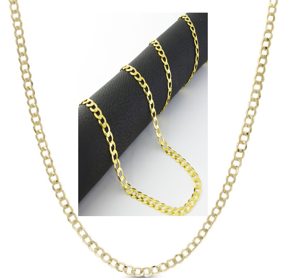 Genuine 18K Gold Filled Hypo-Allergenic 3mm Cuban Curb Link Chain Necklace J819G