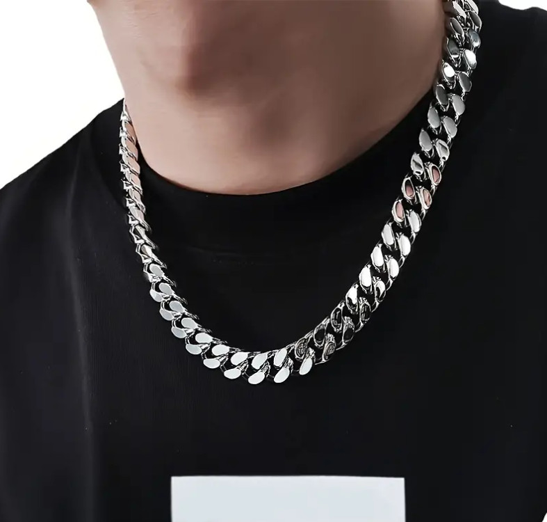 18-28″ Stainless Steel Silver Chain Cuban Curb Womens Mens Necklace 6.5/8/9MM