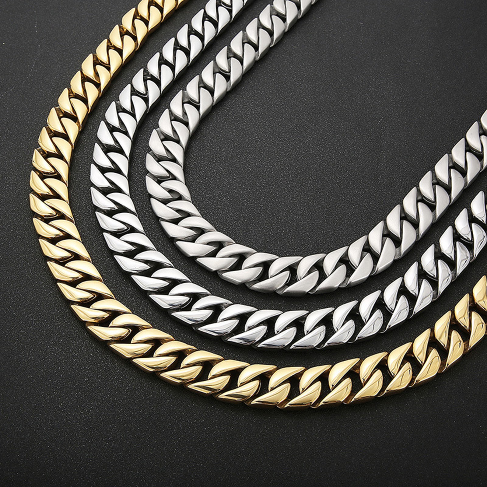 Fashion 20mm/24mm Polished Silver Chain 316L Stainless Steel Curb Cuban Necklace