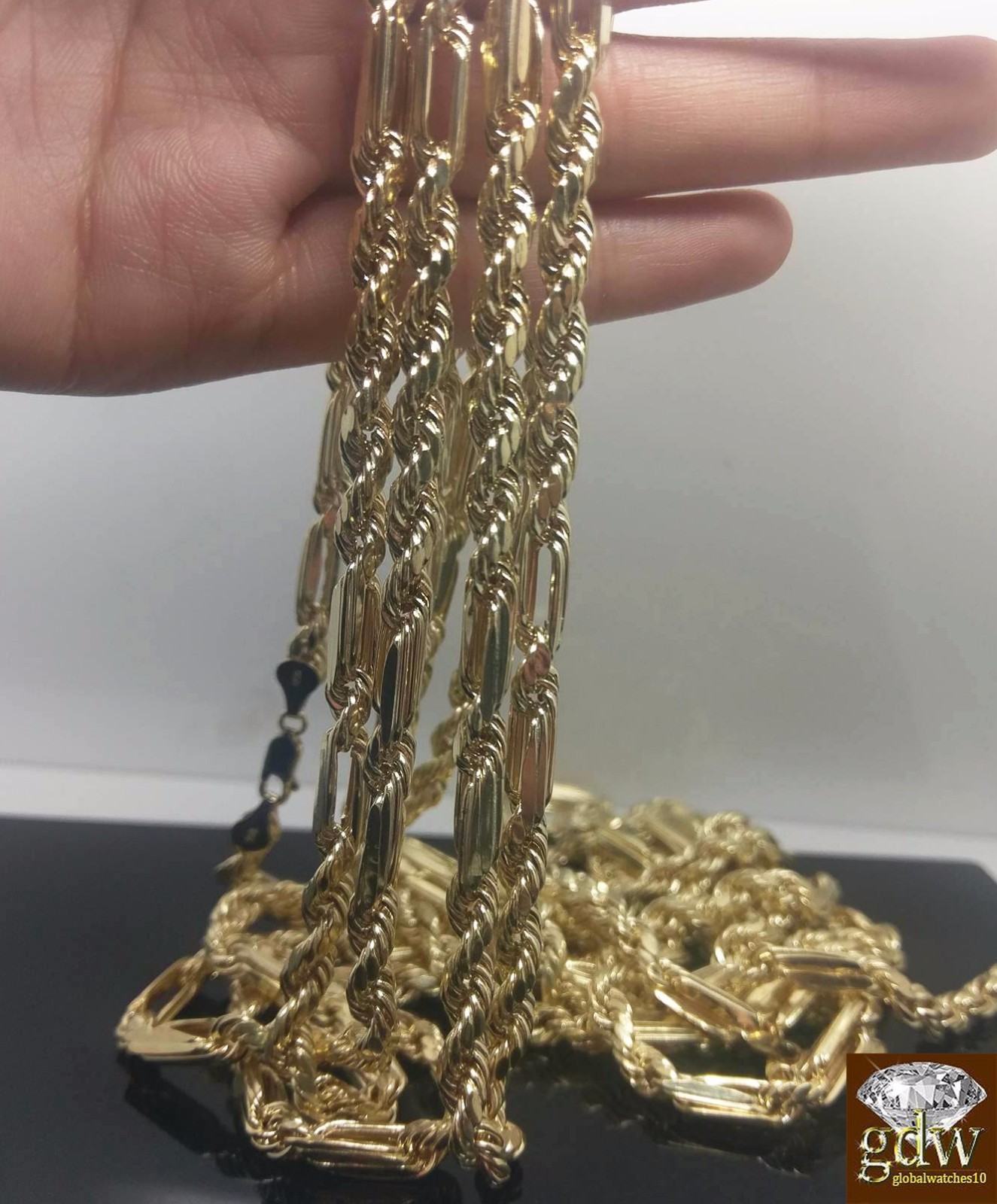 Real 10k Yellow Gold Milano Rope Chain end Necklace 6mm 22″