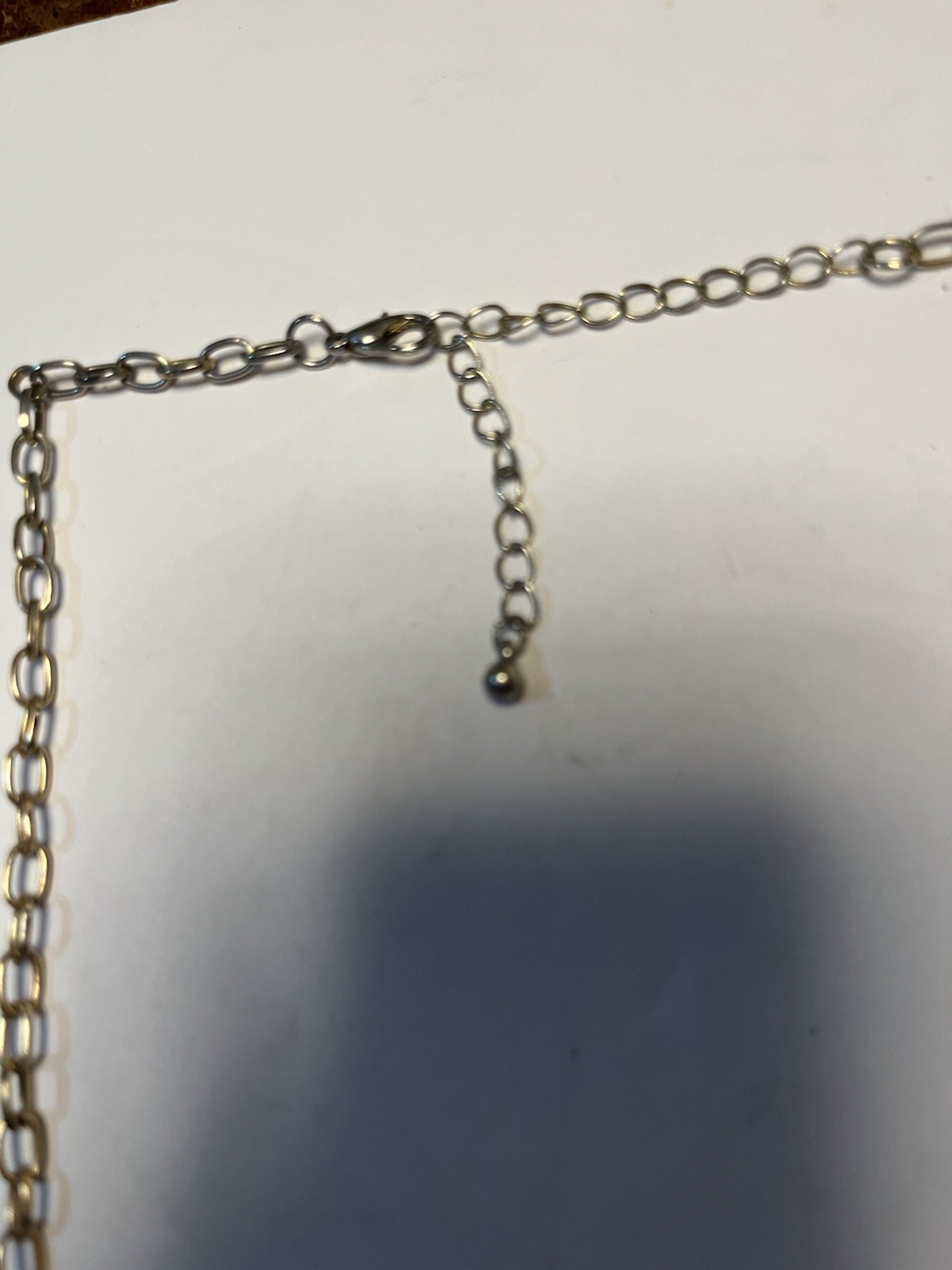 Gold Faux Pink And White Stone Necklace 18”