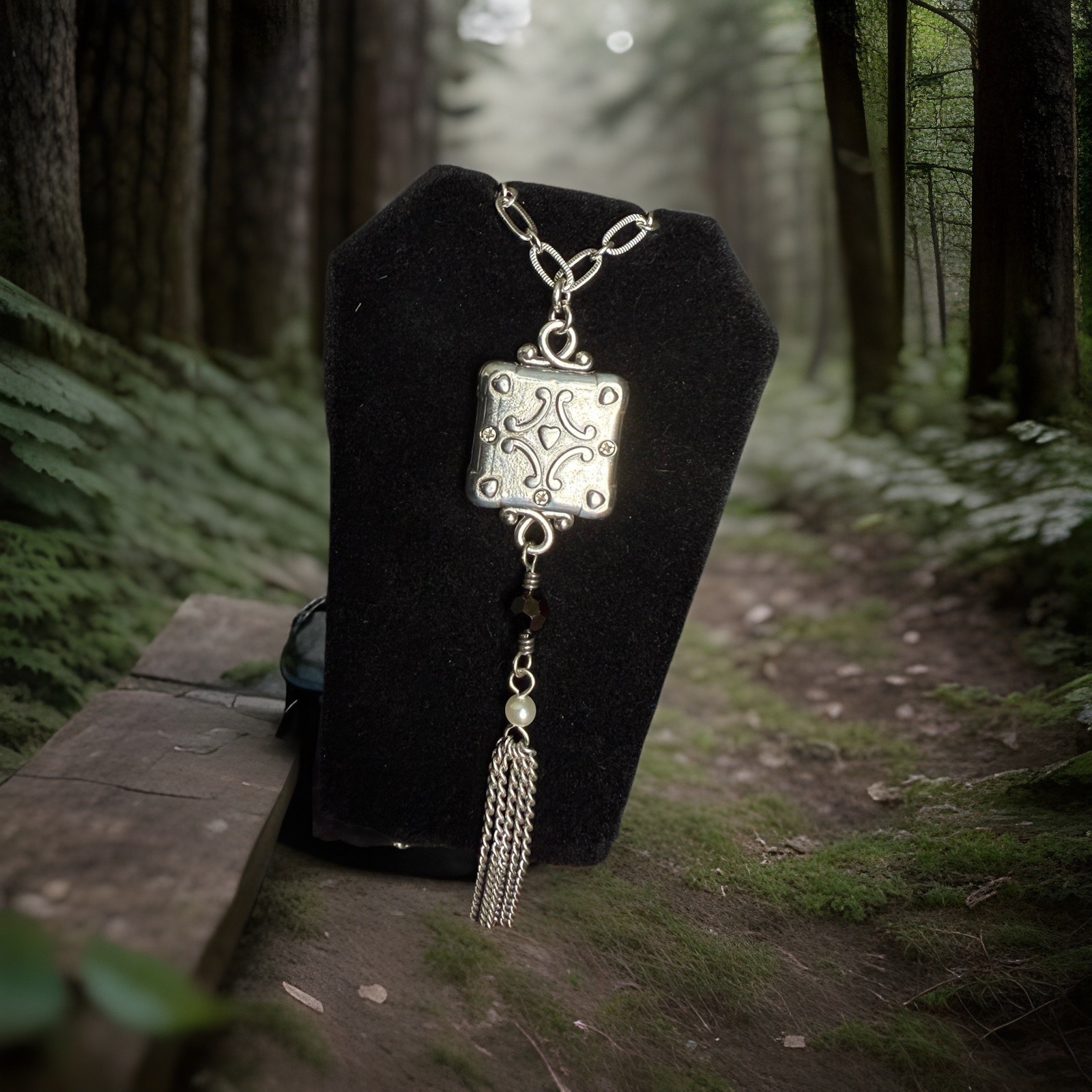 Brighton Necklace MEMENTO Square Crystals Photo Holder Locket NWT