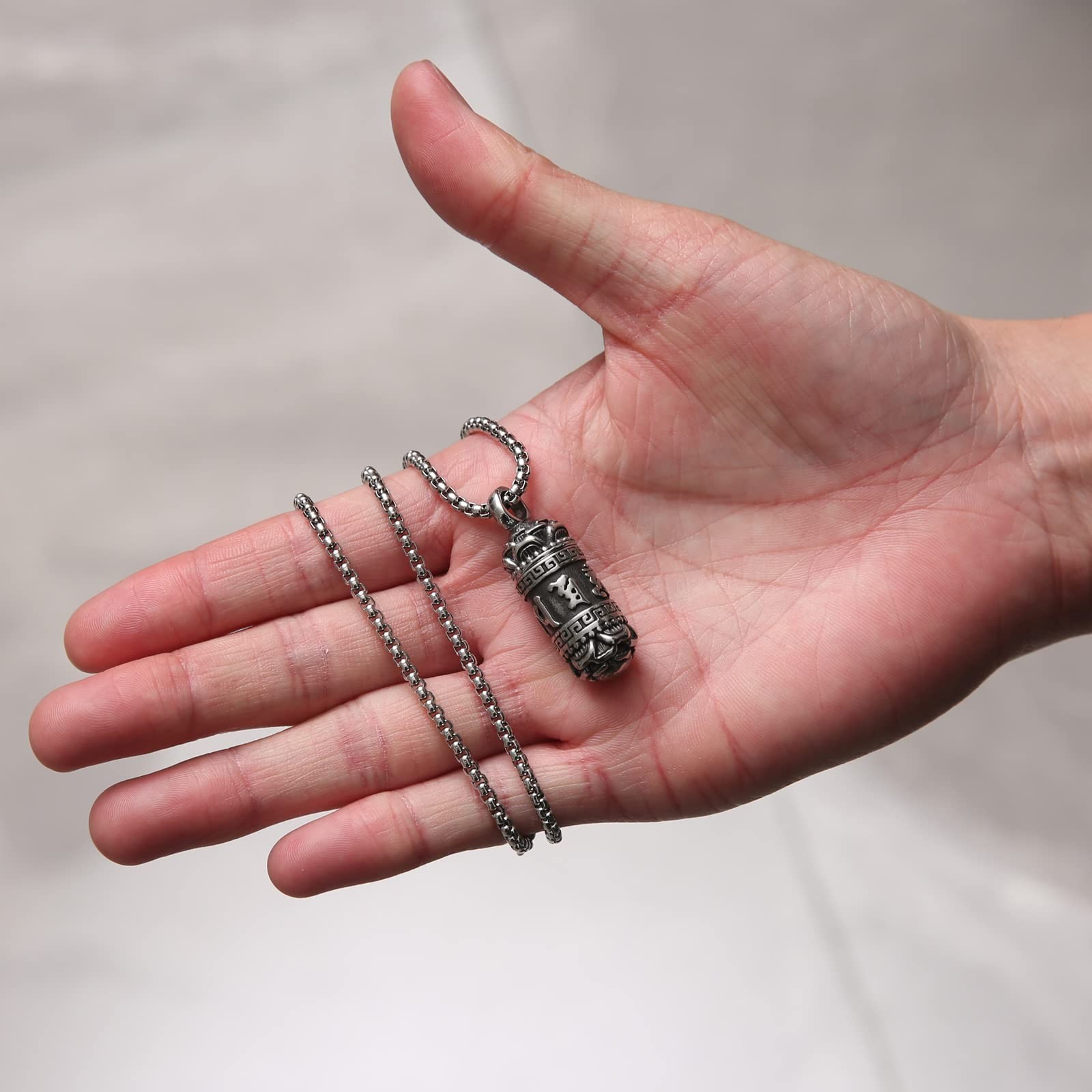 Tibetan Buddhist Meditation Stainless Steel Pendant Memorial Cremation Ash Pi…