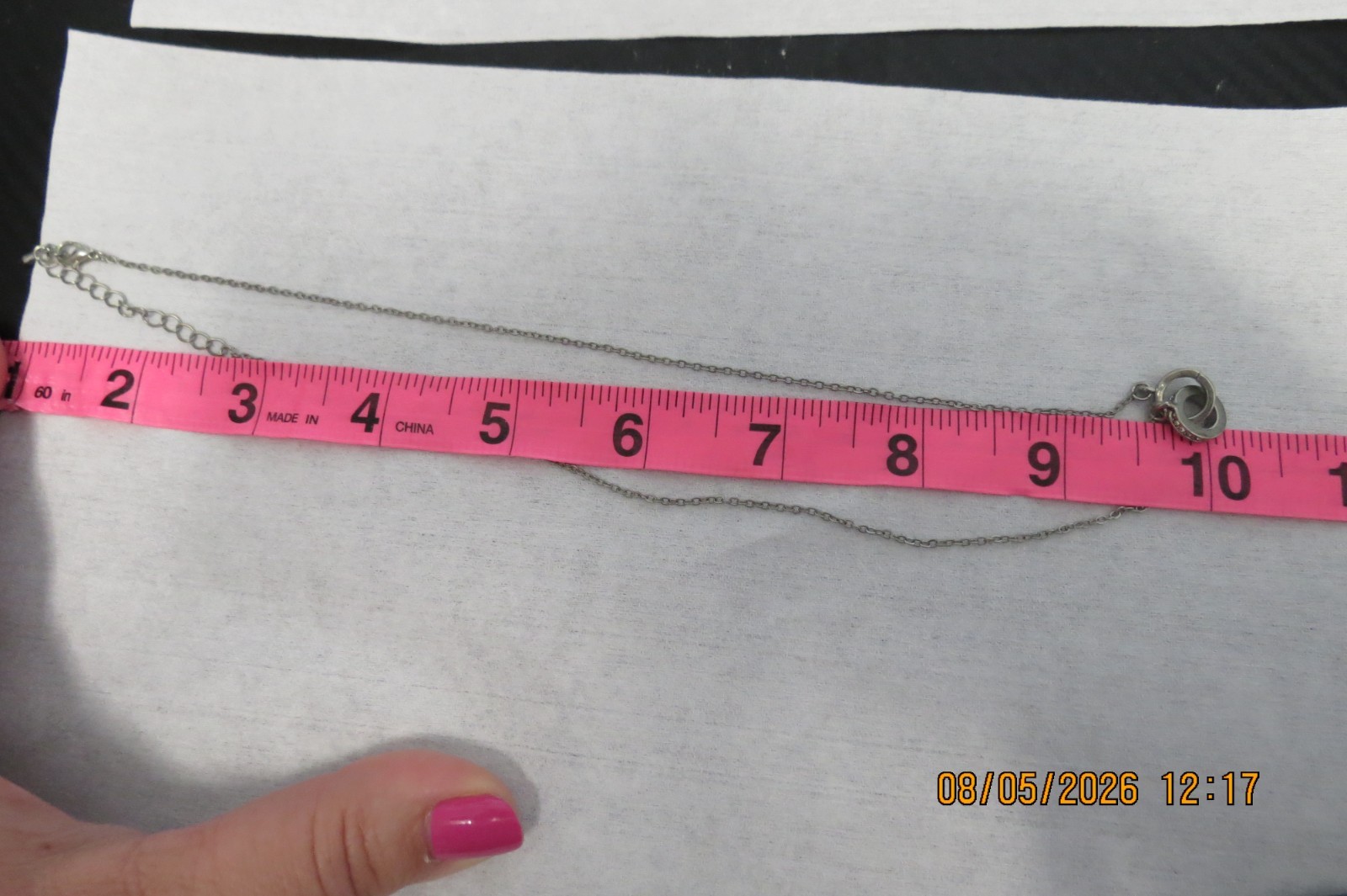 Interlocking 10inch Double Circle pendant necklace with extender 12 inches
