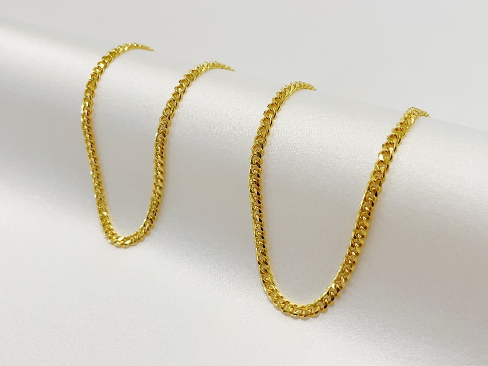 Solid 18K Yellow Gold 4mm Cuban Curb Chain Necklace 22″Italian Made Mens Jewelry