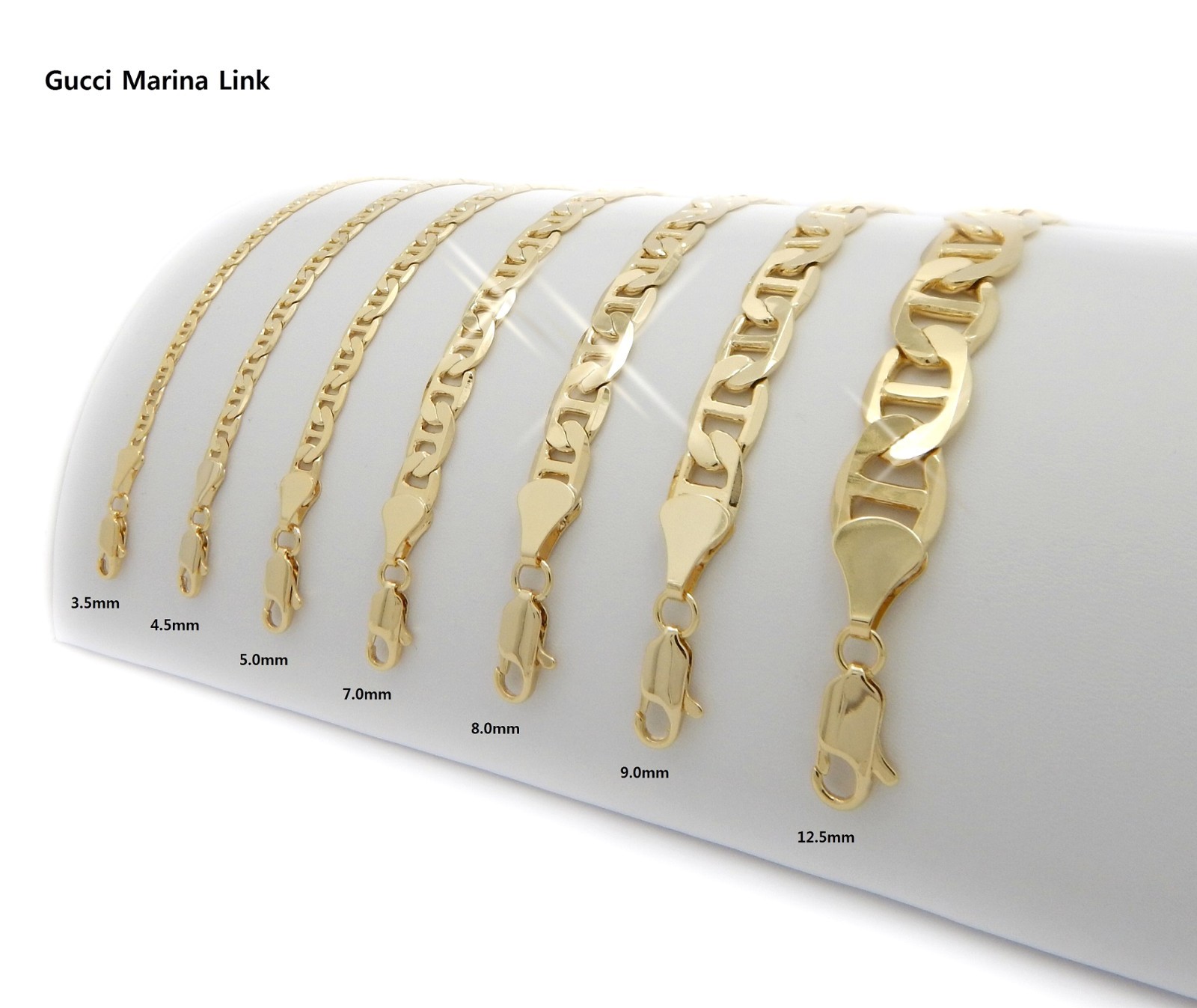 MARINA LINK CHAIN 14K GOLD PLATED 20″ 24″ 30″ &2mm-7mm HIP HOP CHAIN NECKLACE