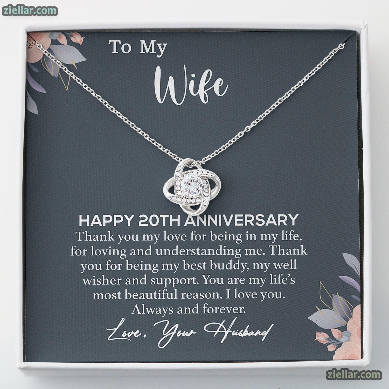 20th Anniversary Necklace for Wife, 20 Year Wedding Jewelry Gift of Love