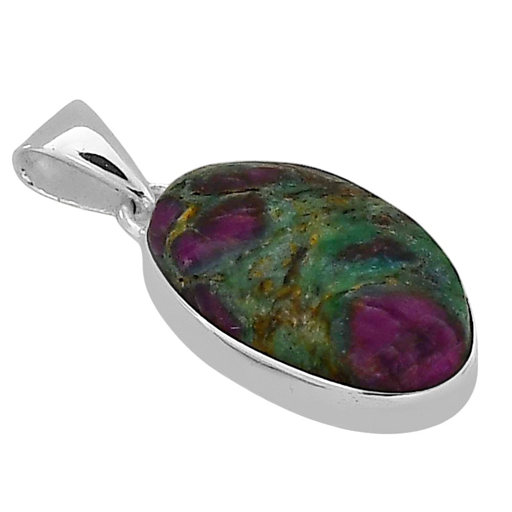 Ruby-In-Fuchsite 925 Silver Plated Pendant Jewelry WP64-10004