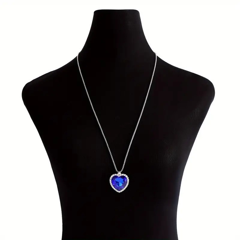 Blue Titanic Heart of the Ocean Crystal Pendant Necklace Rhinestone Jewelry