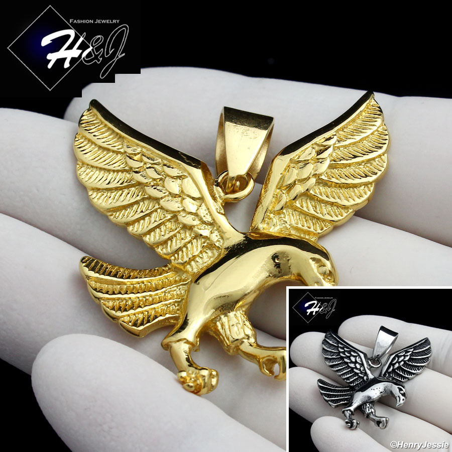 MEN’s Stainless Steel 3D Silver/Black/Gold Plated EAGLE Charm Pendant*P95