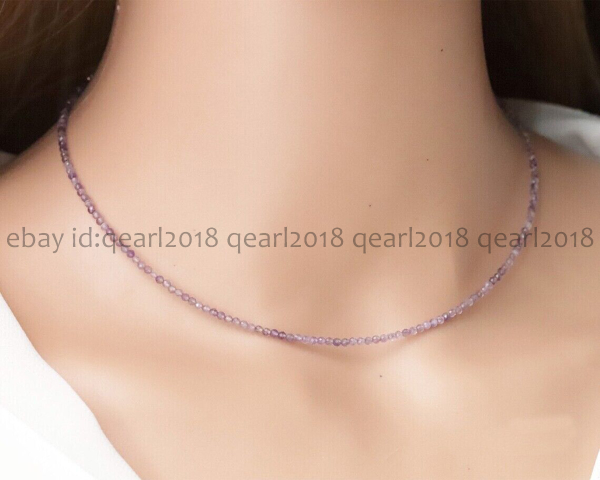 Natural Amethyst Gems 3/4mm Faceted Round Beads Necklace Jewelry 14-48 Inch