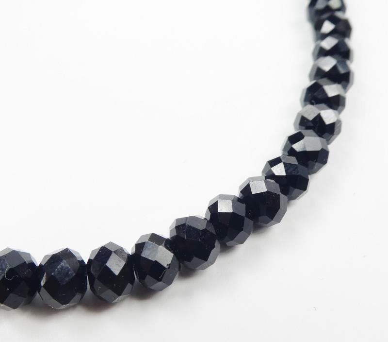 Boho Minimal Chic Sparkling Small Faceted Black Crystals Beads Choker Necklace