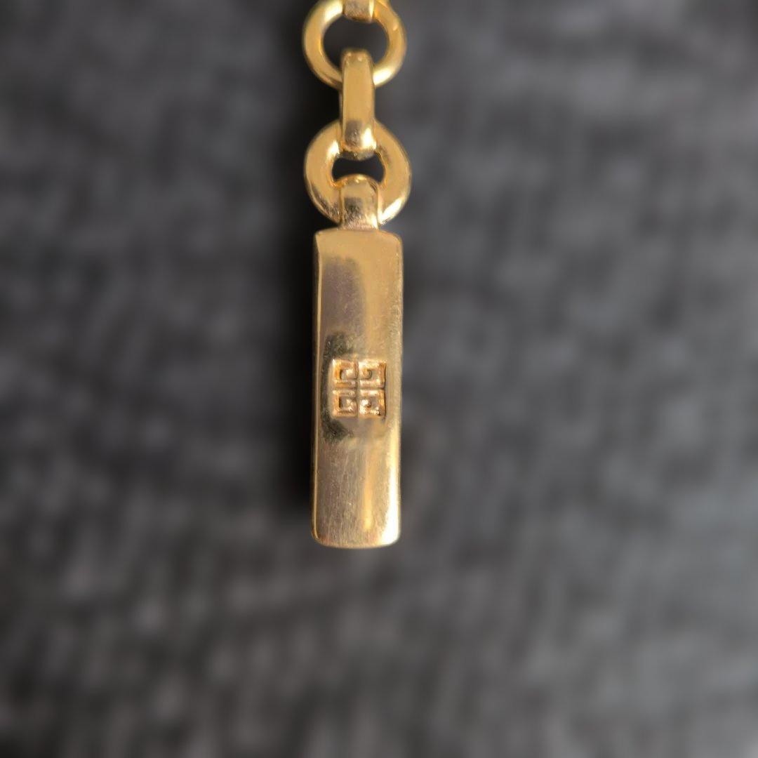 GIVENCHY Vintage 4G Y Chain Necklace Gold Tone Logo Pendant 46cm Statement