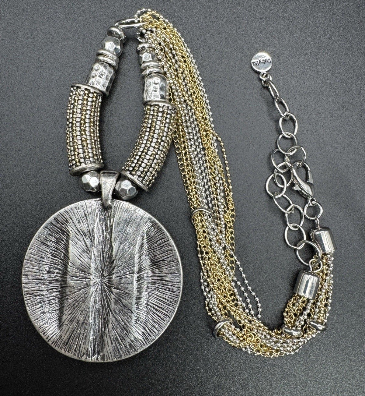 Ruby Rd Two Tone Multi Strand Reactive Pendant Necklace 24” Metal Glass