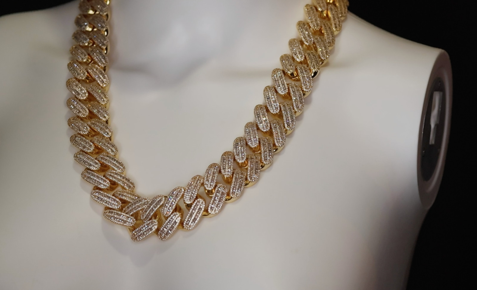 Gold Iced Chain, Gold Cuban Link Chain, Hip Hop Chain, Simulated Diamond Chain