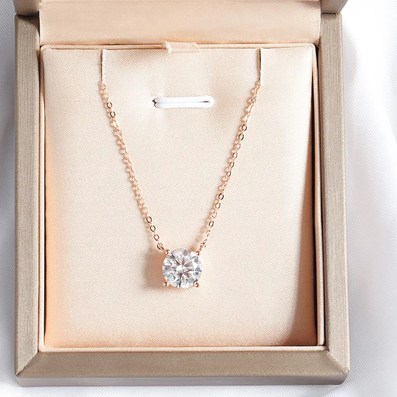 Smyoue 1-5CT Rose Gold Moissanite Necklace for Women D Sparkling Color