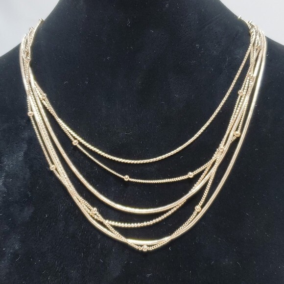 Kohl’s rose gold multi row 6 strand necklace NWT