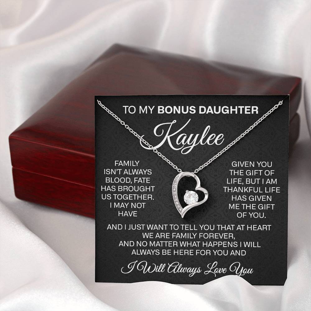 To My Bonus Daughter Forever Love Necklace, Bonus Daughter Jewelry Gift