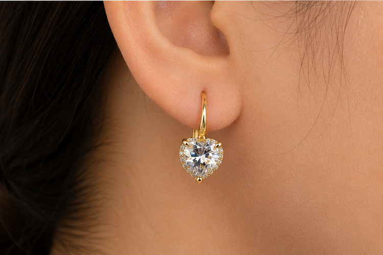 3Ct Heart Cut Simulated Diamond Huggie Hoop Earrings 14K Yellow Gold Plated